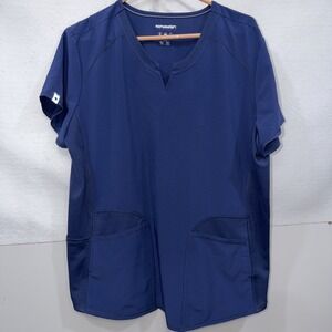Scrubstar Womens V-Neck Active Scrub Top. Size Large Navy Blue‎ Stretch